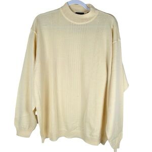 Cellinni Made in Italy Butter Yellow 100% Pure Wool Mock Neck Sweater Size XL
